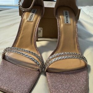 Steve Madden Rose Glitter Heels with Rhinestones
